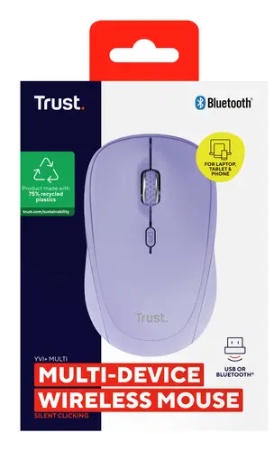 Yvi+ ratón Universal Ambidextro RF Wireless + Bluetooth Óptico 1600 DPI - Imagen 6