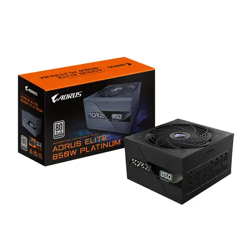 AORUS ELITE P850W Fuente de Alimentación - PCIe 5.0, 80 PLUS Platinum, Diseño completamente modular, Ventilador de 120 mm, Compatible con ATX 3.0, Enchufe UE - Imagen 1