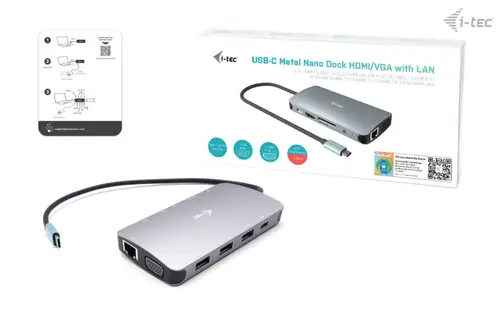 Metal USB-C Travel Nano Dock HDMI/VGA with LAN + Power Delivery 100 W - Imagen 7