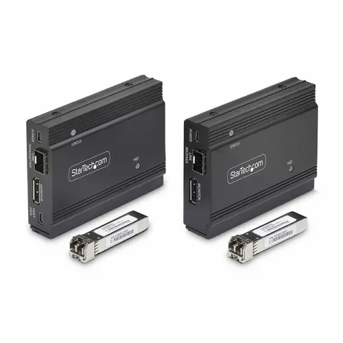 Kit Extensor de Consola por Fibra Óptica KVM DisplayPort - 4K 60Hz - Hasta 300m (Multimodo) - con 2 Módulos SFP+ de 10G Pre-Instalados - Hub USB de 3 Puertos HID - Imagen 7
