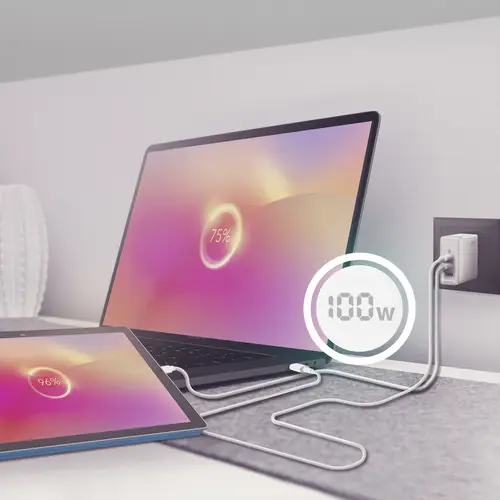 Cargador Gan 100W, 2xUSB-C PD3.0 QC4.0 QC5.0, 1xUSB-A QC3.0, Blanco - Imagen 6