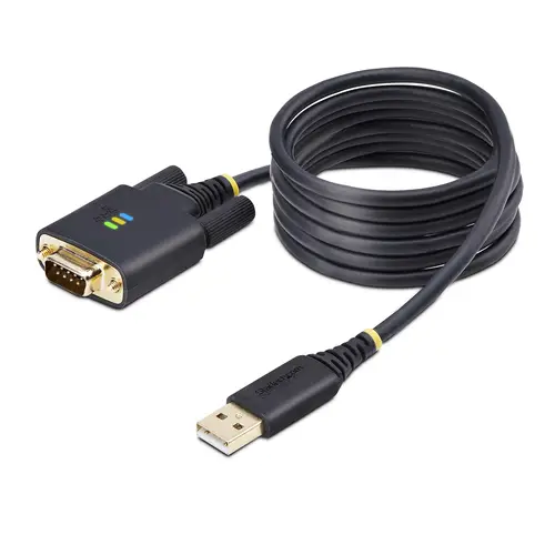 Cable Adaptador USB a Serie DB9 RS232 FTDI de 2m - Retención COM - Tornillos DB9 Intercambiables - USB-A a DB9 RS232 - Protección ESD - Windows/macOS/Linux - Imagen 1