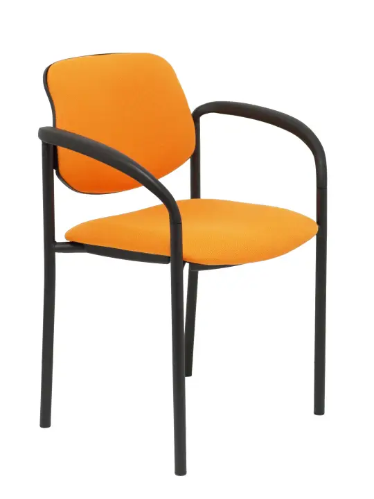 Silla fija Villalgordo bali naranja chasis negro con brazos