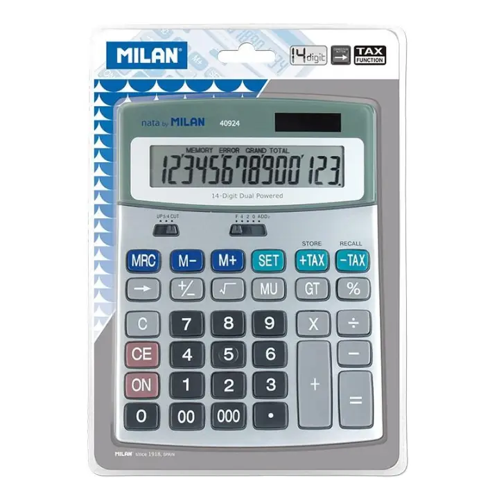 MILAN CALCULADORA METÁLICA 14 DIGITOS DUAL BLISTER