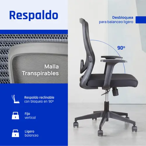 EN1335 Asiento acolchado Respaldo de malla - Imagen 9