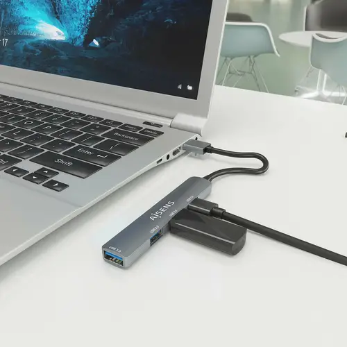 HUB USB 3.0 Aluminio, 1xUSB3.0 A/H+3xUSB2.0 A/H, Gris, 10cm - Imagen 5