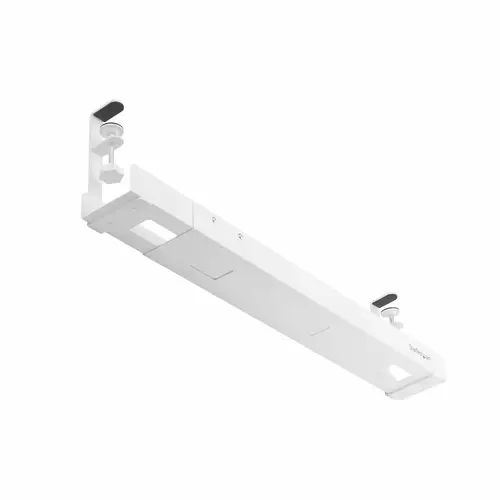 Bandeja Gestionador de Cables Negro - Soporte de Regleta - para Debajo del Escritorio - Ajustable en Longitud - Fijación con Mordaza - Instalación sin Perforaciónes - Blanco - Imagen 5