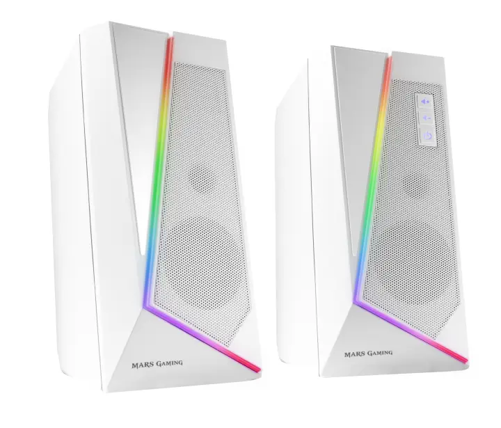 ALTAVOCES 2.0 BLUETOOTH 5.0 MS7 WHITE 20W RMS ILUMINACION RGB DIN..
