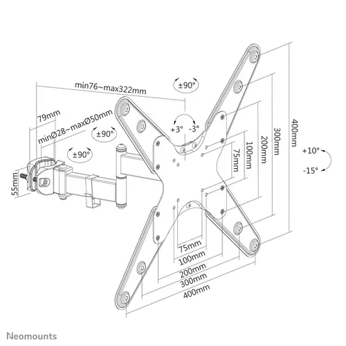 FL40-450BL14 Soporte de tubo para TV 32-55" - diá. 28-50 mm - movimiento completo - Imagen 15