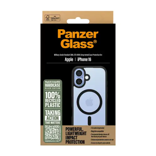 ® HardCase Transparent w. Black MagSafe & Frame iPhone 16 funda para teléfono móvil Negro - Imagen 3