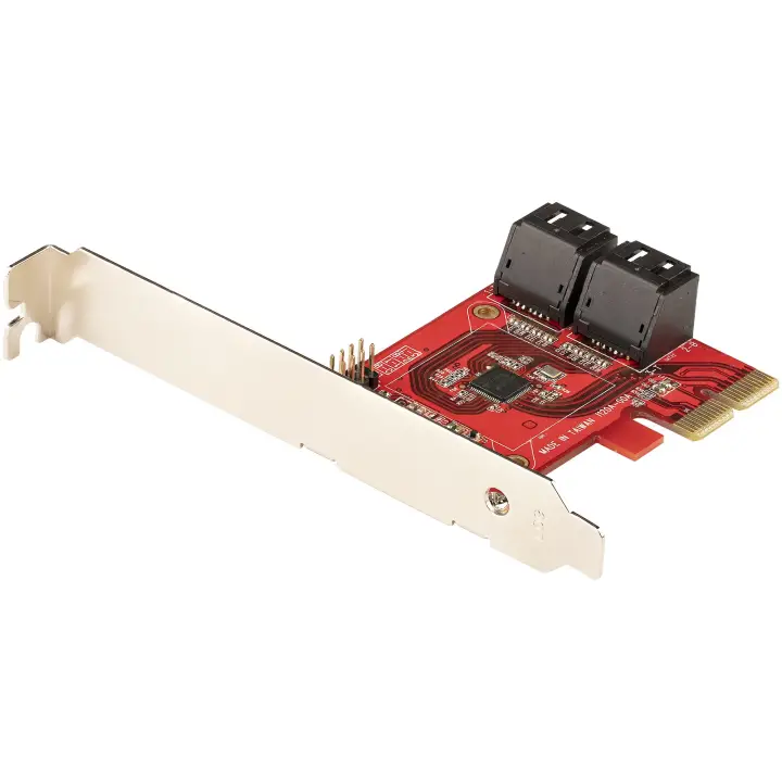 Tarjeta PCIe Controladora SATA de 4 Puertos - Tarjeta de Expansión PCI Express SATA - 6Gbps - Perfil Bajo/Completo - Conectores SATA Apilados - ASM1164 sin RAID