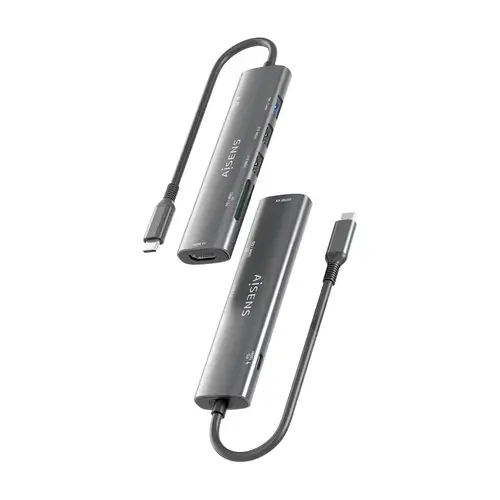 USB-C Dock 7 en 1, USB-C A, 1x HDMI, 2x USB-A USB2.0, 1x USB-A USB3.0, 1x USB-C PD 100W, 1x SD, 1x MicroSD, Gris, 15cm - Imagen 8
