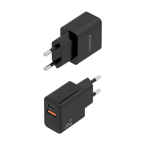 Cargador GaN 20W, 1xUSB-C PD3.0, 1xUSB-A QC3.0, Negro - Imagen 3