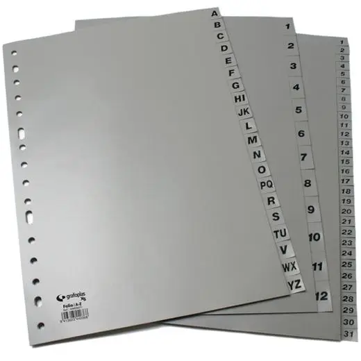 GRAFOPLÁS JUEGO DE ABECEDARIO FOLIO 16 TALADROS PP OPACO GRIS