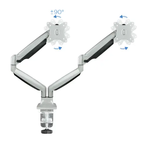 Soporte de Mesa Giratorio e Inclinable para 2 Pantallas (Monitor / TV Plasma / LCD / LED) 13  32, de Dos Brazos, Plata - Imagen 5