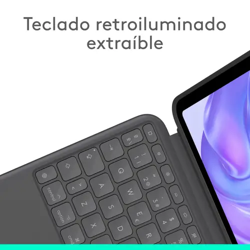 Combo Touch, Funda con Teclado, iPad Pro 11 Pulgadas (M4)(2024) - Teclado retroiluminado extraíble con Soporte abatible, Escritura cómoda, Modo Multiuso, Disposición QWERTY Español - Grafito - Imagen 3
