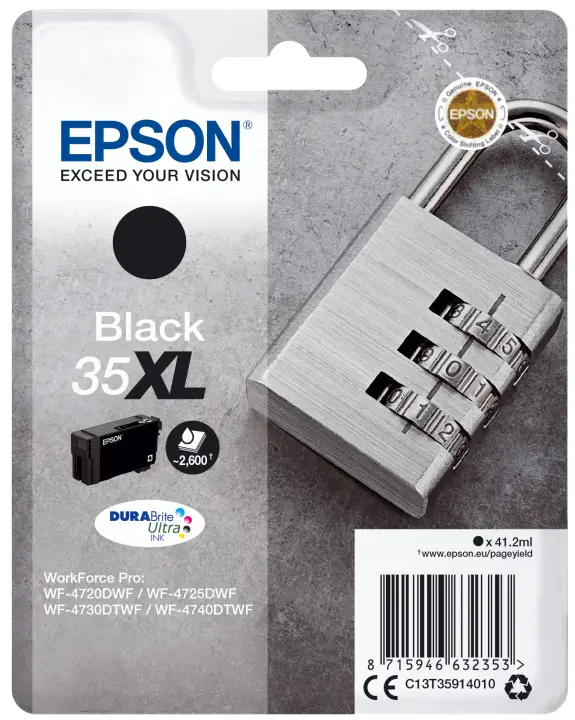 Padlock Singlepack Black 35XL DURABrite Ultra Ink