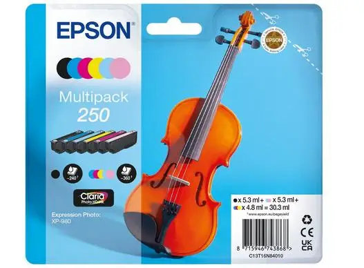 250 Violin Claria Photo HD cartucho de tinta 6 pieza(s) Original Negro, Cian, Cian claro, Magenta claro, Magenta, Blanco