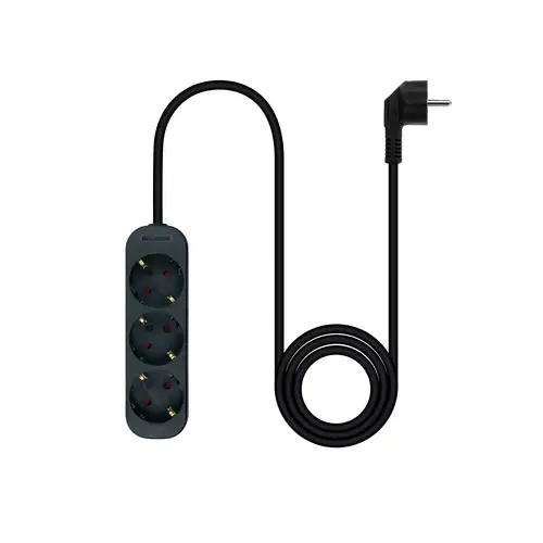 Regleta de Enchufes con 3 Tomas, 1.4 m, Negro - Imagen 2