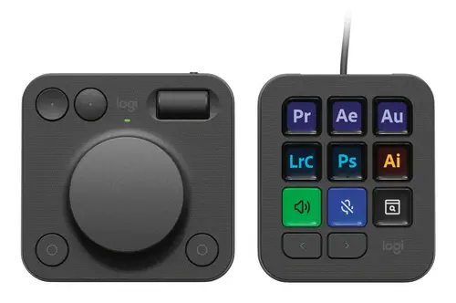 MX Creative Console, keypad programable con 9 teclas LCD personalizables y dial de control para diseño gráfico, edición de vídeo, fotografía, uso con Adobe, Zoom, Spotify, etc. Color Grafito - Imagen 1