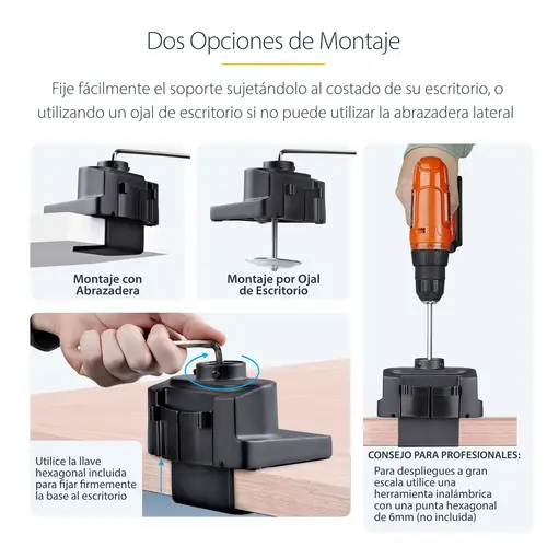 Brazo de Soporte para Dos Monitores - Base Soporte de Movimiento Articulado y Altura Ajustable para 2 Monitores VESA de hasta 32 Pulgadas 8kg - Grommet o Mordaza - Imagen 16