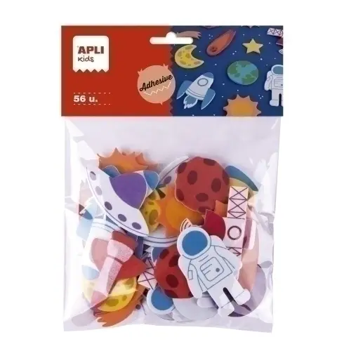 APLI FORMAS DE GOMA EVA ADHESIVA DISEÑO ESPACIO BOLSA DE 56 C/SU..