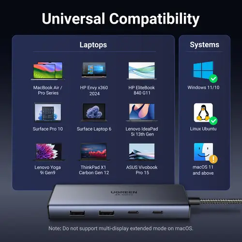 7-in-1 USB-C Hub CM498 Acoplamiento Base Gris - Imagen 8