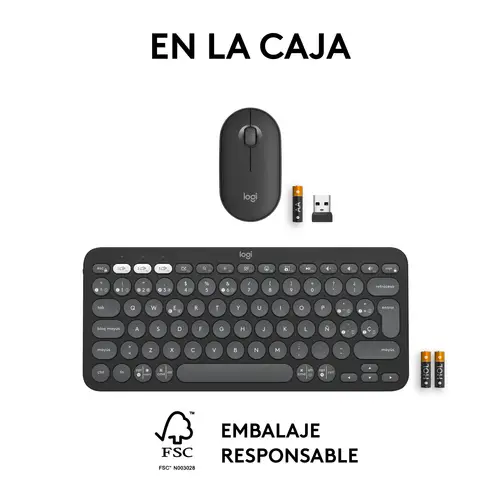 920-012227 teclado Ratón incluido Universal RF Wireless + Bluetooth QWERTY Español Grafito - Imagen 18