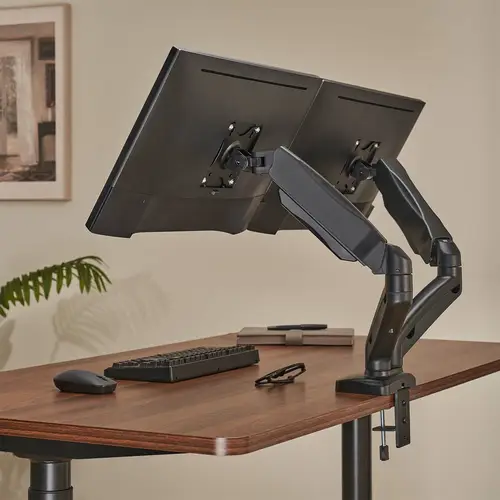 Soporte De Mesa Pro Contrapeso Giratorio E Inclinable Para Monitor/TV 9kg (3 Pivotes, 2 Brazos) De 17-32, Negro - Imagen 4