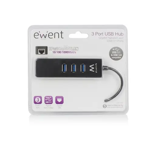 EW1140 base para portátil y replicador de puertos USB 3.2 Gen 1 (3.1 Gen 1) Type-A Negro - Imagen 4