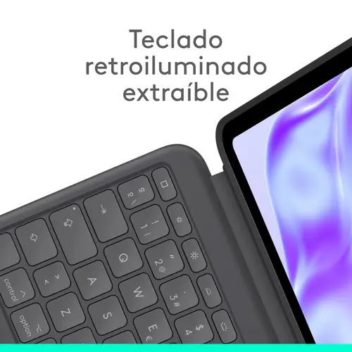 Combo Touch, funda con teclado, iPad Pro 13 pulgadas (M4)(2024) - Teclado retroiluminado extraíble con soporte abatible, escritura cómoda, modo multiuso, Disposición QWERTY Español - Grafito - Imagen 3