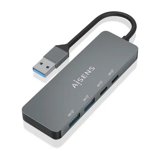 Hub USB 3.2 Gen2 10G USB-A, USB-A/M-2xUSB-C/H-2xUSB-A/H, Gris, 15cm - Imagen 1
