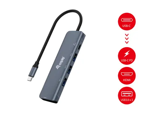 Adaptador multifunción USB-C 5 en 1, HDMI, USB 3.2 GEN1, 100W USB PD - Imagen 2