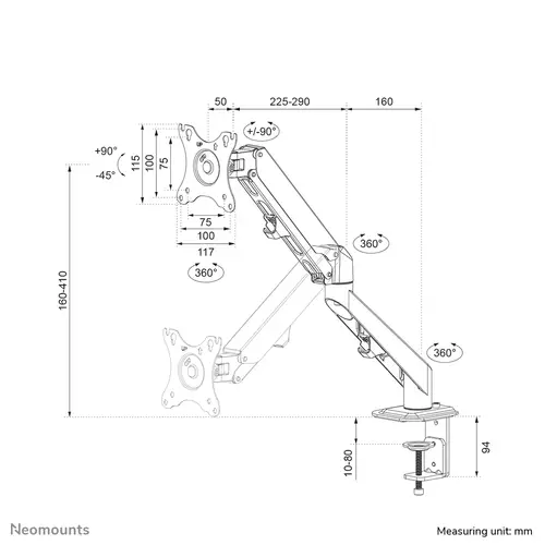 DS70-700BL1 Brazo de monitor 17-27" - resorte de gas - Imagen 18