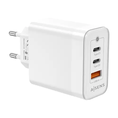 Cargador Gan 65W, 2xUSB-C PD3.0 QC4.0, 1xUSB-A QC3.0, Blanco - Imagen 3