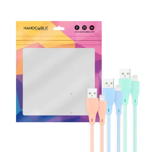 3 Cables Lightning a USB 2.0, Lightning/M-USB A/M, Rosa, Azul y Verde, 1 m - Imagen 3