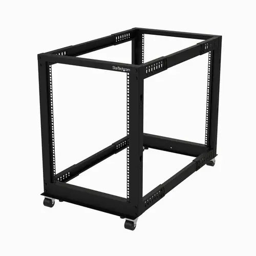 Rack 15U Móvil de Marco Abierto de 4 Columnas para Servidores - Rack de Cuatro Columnas de 19 Pulgadas para Equipo de Red e Informático - Ruedas o Patas Niveladoras - Imagen 1