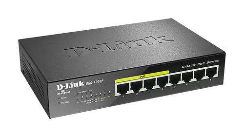 DGS-1008P switch No administrado Gigabit Ethernet (10/100/1000) Energía sobre Ethernet (PoE) Negro - Imagen 2