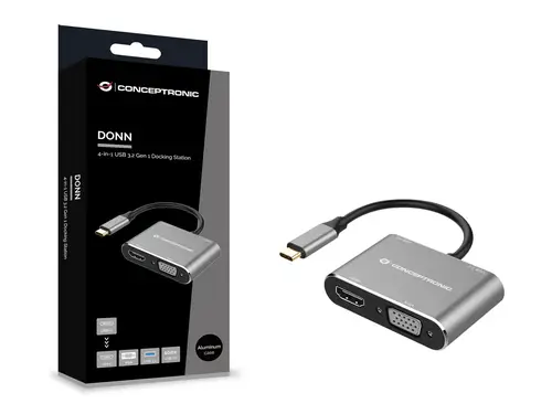 DONN16G base para portátil y replicador de puertos Alámbrico USB 3.2 Gen 1 (3.1 Gen 1) Type-C Negro, Plata - Imagen 3
