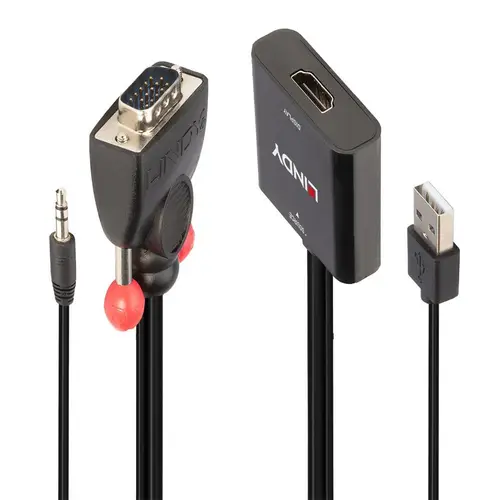 38284 adaptador de cable de vídeo VGA (D-Sub) + 3,5mm HDMI + USB Negro - Imagen 1