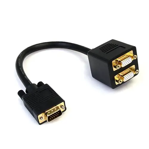 Cable de 30cm Duplicador Divisor de Vídeo VGA de 2 puertos Salidas Compacto - Bifurcador - Imagen 1