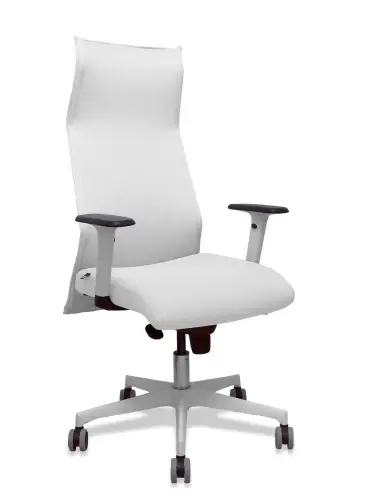 Sillón Sahuco blanco bali blanco brazos blancos base blanca ruedas parqué 65mm