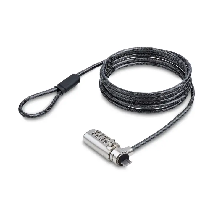 Cable de Seguridad de 1,5m con Candado Delgado Compatible con Nano de Combinación para Portátil - Cable Antirrobo para Ordenador Portátil - Combinación de 4 Dígitos