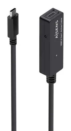 Cable USB 3.2 Gen1x1 prolongador con Amplificador, USB-C/M-USB-C/H, Negro, 10m - Imagen 1