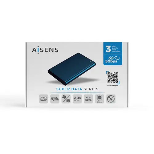 Caja Externa 2.5" ASE-2525PB 9.5 mm SATA A USB 3.0/USB 3.1 Gen1, Azul Pacifico - Imagen 6