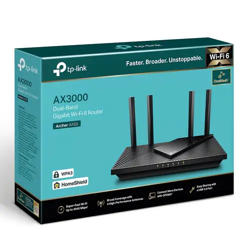 Archer AX55 router inalámbrico Gigabit Ethernet Doble banda (2,4 GHz / 5 GHz) Negro - Imagen 4