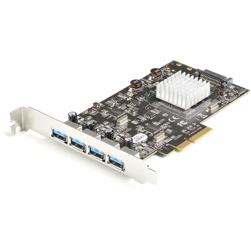Tarjeta PCIe de 4 Puertos USB-A - Tarjeta PCI Express de Expansión USB Tipo A 3.2 Gen 2 de 10Gb con 2 Controladores - 4x USB-A - Tarjeta Adaptadora PCIe USB - Win/Mac/Linux - Imagen 1