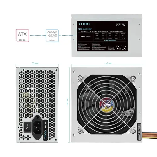TQAPOLO-550SP unidad de fuente de alimentación 550 W 20+4 pin ATX ATX Plata - Imagen 5
