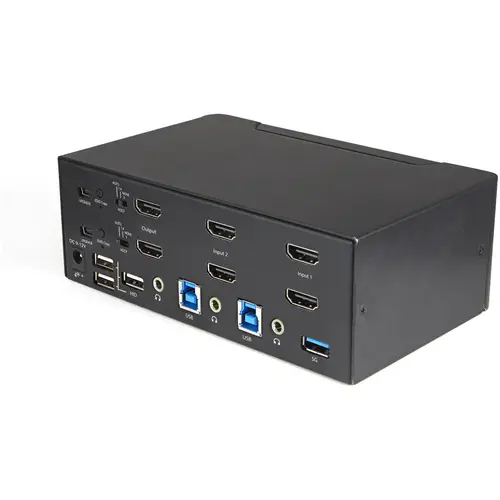 Switch Conmutador KVM de 2 Puertos HDMI 2.0 4K para 2 Monitores - Vídeo de 4K y 60Hz Ultra HD - HDR - Hub Ladrón USB 3.0 de 2 Puertos y 4 Puertos USB 2.0 HID - Audio - HotKey - TAA - Imagen 2