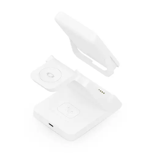 AISENS Cargador Inalambrico USB C 4 en 1 De 15W Para Movil  Apple Watch  Auriculares Con Estuche De Carga  Blanco - Imagen 3